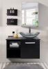 Puluomis 28 in. W x 19 in. D x 16 in. H Single Sink Black Bath Vanity with Mirror - No Sink - Thumbnail 1