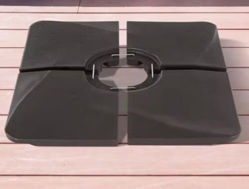 Patio Umbrella Base Weight Base HDPE Plastic Material Waterproof, for Cantilever Umbrella With Cross Base in Dark Brown - Lot 530JF