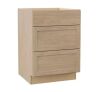 Lot of (2) Hampton Bay Sinclair 24 in. W x 24 in. D x 34.5 in. H Assembled 3 Drawer Base Cabinet in Shaker Light Oak - Thumbnail 1