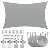 COLOURTREE 12 ft. x 16 ft. 190 GSM Grey Rectangle Sun Shade Sail with Rectangle Installation Kit Plus Cable Wire Ropes - Thumbnail 1