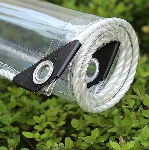 Lot of (2) 4 ft. x 6 ft. Clear Vinyl Tarp with Grommets and Tying Rope - Lot 635JF