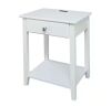 Night Owl 1-Drawer White Nightstand with USB Port - Thumbnail 1