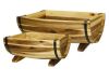 CHG CLASSIC HOME & GARDEN Acacia Wood Half Barrel Planters, Set of 2 - Thumbnail 1