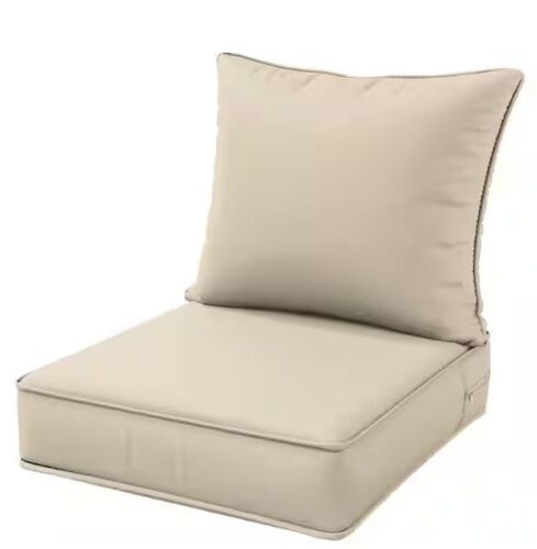 WNP 22 in. x 24 in. x 4 in. Square Outdoor Deep Seating Seat and Back Cushion for Lounge Chair Cream - Lot 712JF