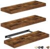 Rustic Brown Wall-Mounted Floating Shelves, 15.7 in. W x 6.7 in. D x 1.5 in. H, 3 Pack - Thumbnail 1