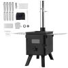 86 in. Alloy Steel Camping Tent Stove, Portable Wood Burning Stove with Chimney Pipes and Gloves - Thumbnail 1