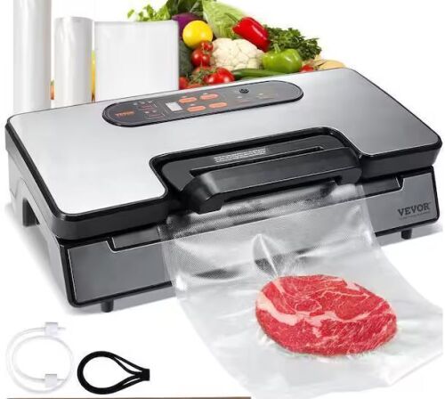 VEVOR Vacuum Sealer Machine 90 Kpa 130-Watt Powerful Dual Pump and Dual Sealing Dry and Moist Food Vacuum Sealer, Silver - Lot 214JF