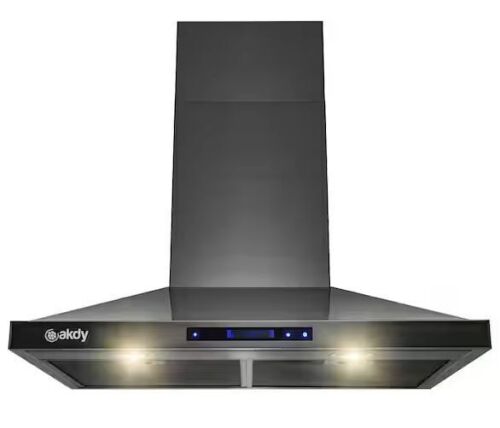 AKDY 30 in. 343 CFM Convertible Wall Mount Black Stainless Steel Kitchen Range Hood with Touch Panel - Lot 115JF