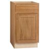 Hampton Bay Hampton 18 in. W x 24 in. D x 34.5 in. H Assembled Base Cabinet in Medium Oak - Thumbnail 1