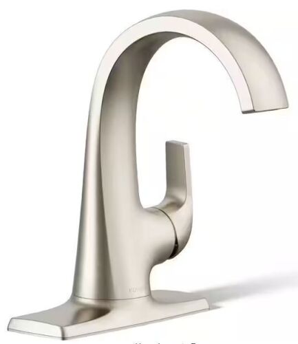 KOHLER Cursiva Single Handle Single Hole Bathroom Faucet in Vibrant Brushed Nickel - Lot 216JF