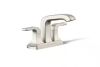 KOHLER Rubicon 4 in. Centerset Double Handle Bathroom Faucet in Vibrant Brushed Nickel - Thumbnail 1