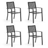 Black Stackable Elegant Metal Patio Outdoor Dining Chair (4-Pack) - Thumbnail 1