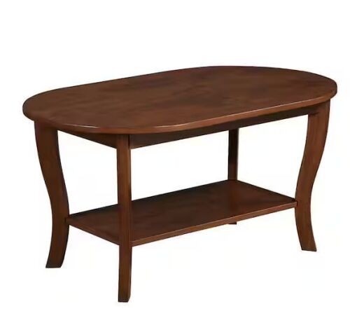 Convenience Concepts American Heritage 36 in. Espresso Oval MDF Coffee Table with Shelf - Lot 217JF