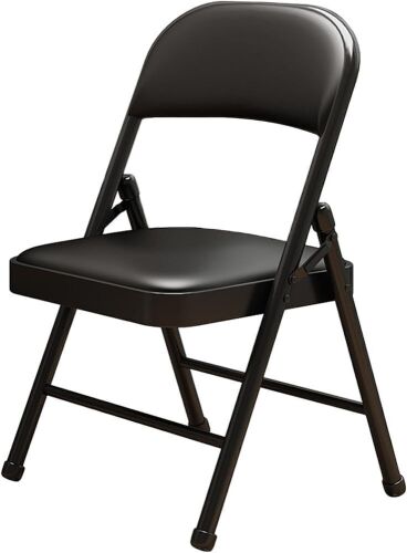 Black Metal Folding Chair with Padded Cushion - Lot 751