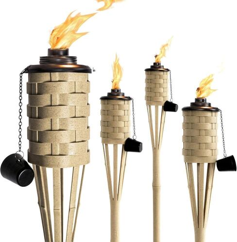 Outdoor Bamboo Torches, 4 Pack - Lot 658