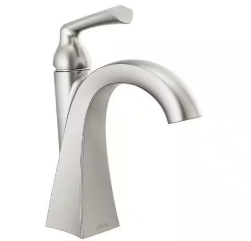 Delta Pierce Single Hole Single-Handle Bathroom Faucet in SpotShield Brushed Nickel - Lot 603JF