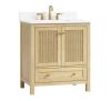 DELUXE DL LIVING Tyler 31 in. Single Sink Freestanding Light Oak Bath Vanity with White Quartz Top and Backsplash - Thumbnail 1