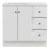 Glacier Bay Bannister 37 in. Single Sink White Bath Vanity with Granite-Look Colorpoint White Cultured Marble Top - Thumbnail 1