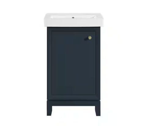 Home Decorators Collection Norris 20 in. Single Sink Midnight Blue Bath Vanity with White Ceramic Top - Lot 20JF