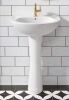 Hanikes Classic 20 in. Tall U-Shape White Vitreous China Pedestal Bathroom Sink With Overflow - Thumbnail 1