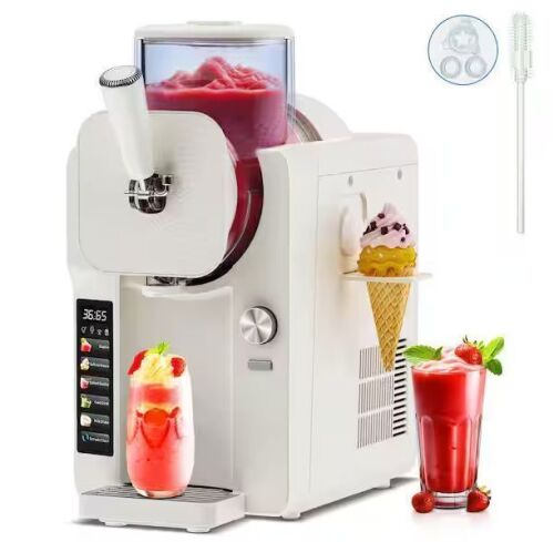 Hooure 68 oz. White Large Capacity Self-Cleaning Snow Cone Machine and Ice Cream Maker with 6 Smart Modes, No Ice Required - Lot 54JF