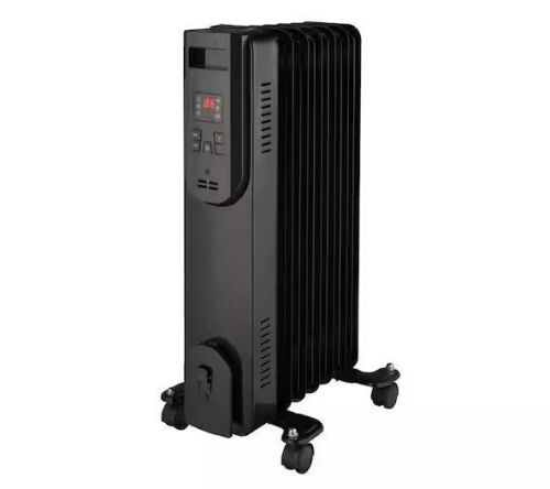 Konwin 1500-Watt Black Indoor Electric Oil-Filled Radiator Convection Radiant Space Heater with Remote Control - Lot 409JF