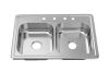 Glacier Bay 33 in. Drop-In 50/50 Double Bowl 22 Gauge Stainless Steel Kitchen Sink - Dented - Thumbnail 1