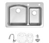 Glacier Bay Bratten 33 in. Drop-In 60/40 Double Bowl 18 Gauge Stainless Steel Kitchen Sink with Pull-Down Faucet - Thumbnail 1