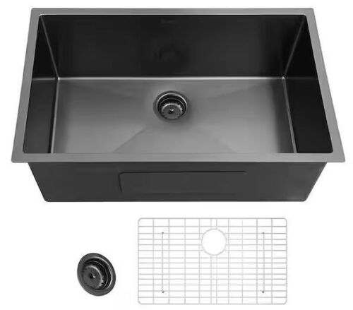 Glacier Bay 27 in. Undermount Single Bowl 18 Gauge Gunmetal Black Stainless Steel Kitchen Sink - Lot 245JF