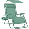 Folding Zero Gravity Recliner Patio Lounge Chair w/ Canopy, Side Tray - Thumbnail 1