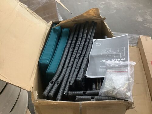 3-Piece Outdoor Patio Wicker Bistro Set w/ Side Storage Table - Lot 746