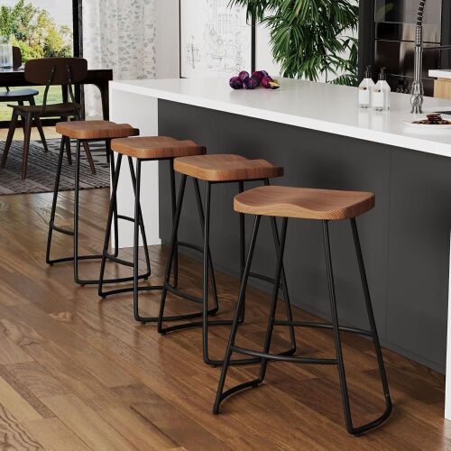 Saddle Seat Backless Counter Height Barstools, Set of 4 - Lot 357