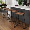 Saddle Seat Backless Counter Height Barstools, Set of 4 - Thumbnail 1