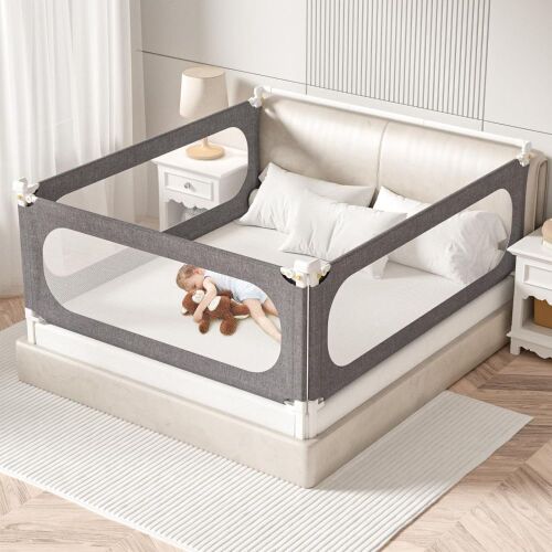 3-Piece King Size Bed Rails with Headboard Rod for Toddlers - Lot 192