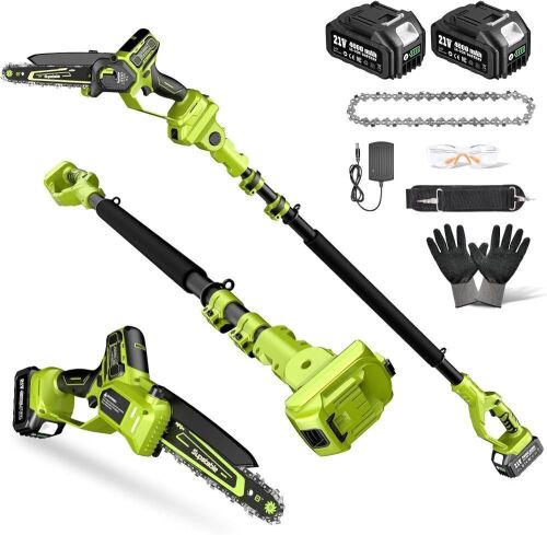 8" & 6" Mini Chainsaw Cordless with Extension Pole & 2x4.0Ah Battery - Lot 296
