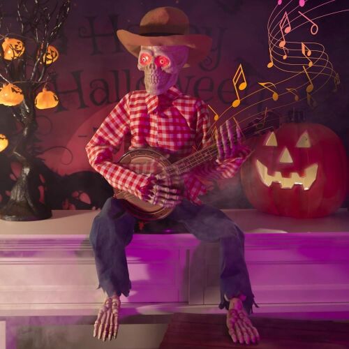 Halloween Animatronics Banjo Playing Skeleton, 3.2 ft - Lot 491