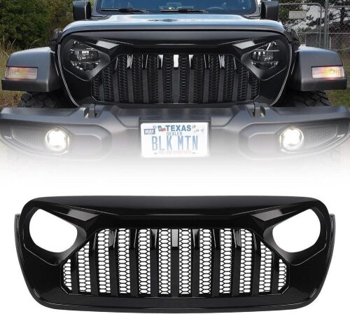 Glossy Black Front Grill for Jeep Wrangler JL JLU 2018-2022 & Gladiator JT - Lot 200