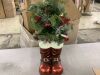 Santa Boots w/ Pre-Decorated Christmas Greenery, Lights - 40in - Thumbnail 2