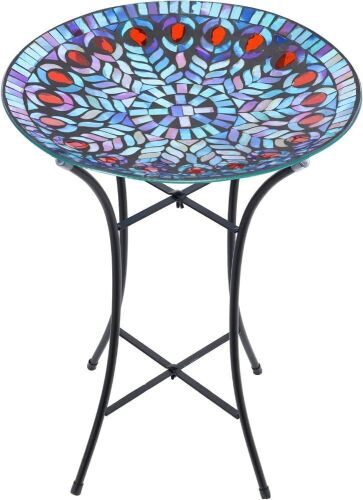 Mosaic Glass Bird Bath 14" x 19.68" - Lot 641