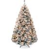 6' Pre-Lit Snow Flocked Artificial Pine Christmas Tree w/ Warm White Lights - Thumbnail 1