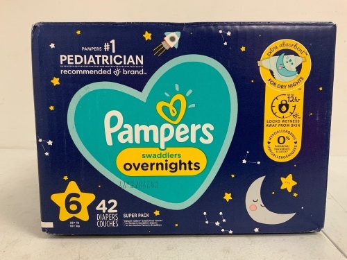 Pampers Swaddlers Overnight Diapers, Size 6, New, Sold as is - Lot 44