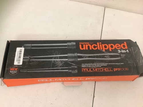 Paul Mitchell Unclipped 3 in 1 Curling Wand, Powers Up, E-Commerce Return, Sold as is - Lot 520R