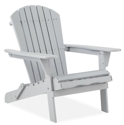 set of 2 Folding Wooden Adirondack Chair, Accent Furniture w/ Natural Woodgrain - Lot 54