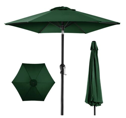 Outdoor Market Patio Umbrella w/ Push Button Tilt, Crank Lift - 7.5ft - Lot 63