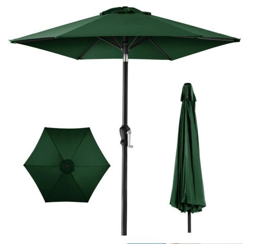 Outdoor Steel Market Patio Umbrella Decoration w/ Tilt, Crank Lift - 10ft - Lot 66