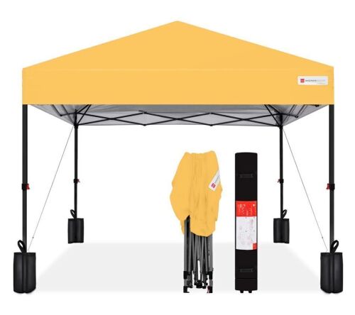 One-Person Setup Instant Pop Up Canopy w/ Case, 4 Weight Bags - 12x12ft - Lot 74