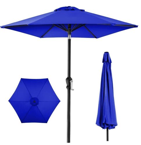 Outdoor Steel Market Patio Umbrella Decoration w/ Tilt, Crank Lift - 10ft - Lot 94