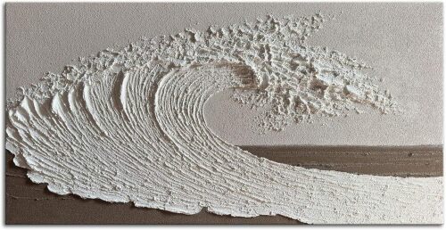 Slyart Abstract Ocean Wave Wall Art, White Textured Oil Painting on Canvas, Modern Minimalist Wall Decor - Lot 496
