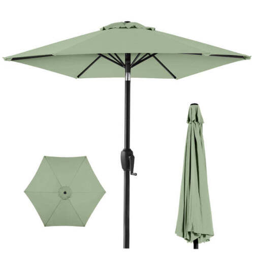 Outdoor Market Patio Umbrella w/ Push Button Tilt, Crank Lift - 7.5ft - Lot 722