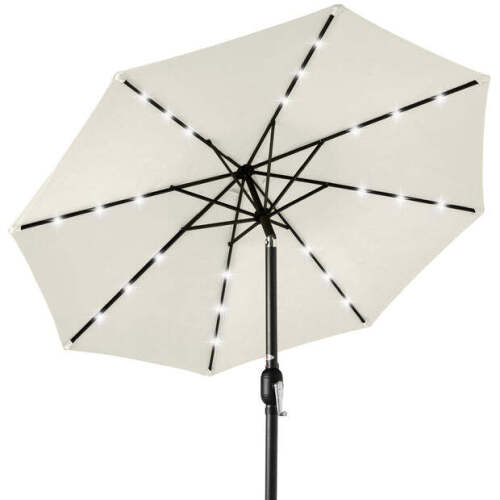 Solar LED Lighted Patio Umbrella w/ Tilt Adjustment, UV-Resistant - 10ft - Lot 773